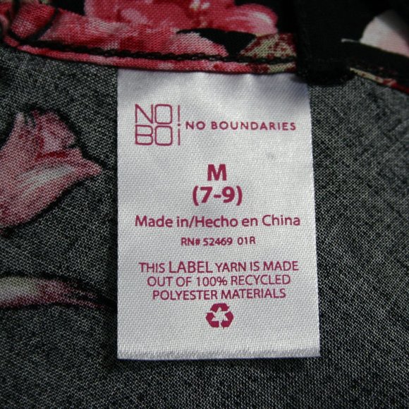 No Boundaries Multi Color Floral Rayon Blouse w/ Ruffle Collar Trim SZ M EUC - Picture 6 of 8